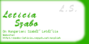 leticia szabo business card